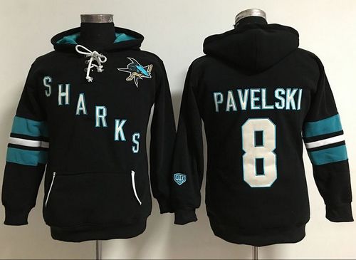 San Jose Sharks #8 Joe Pavelski Black Women's Old Time Heidi NHL Hoodie